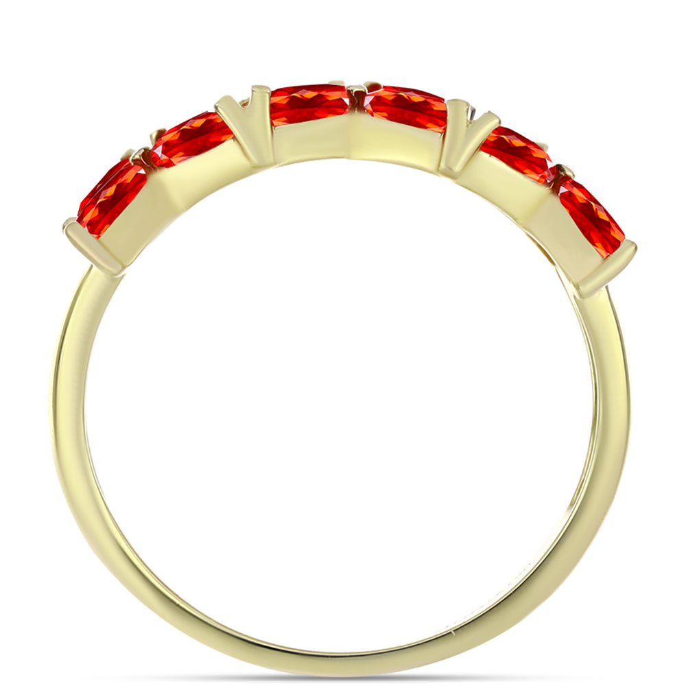 Pozlacené Stříbro 925/1000 - Prsten s Etiopským Červeným Opálem z Lega Dembi a Bílým Topazem - Karátové číslo: 1.31. přibližná hmotnost: 3.65 gramů 2 