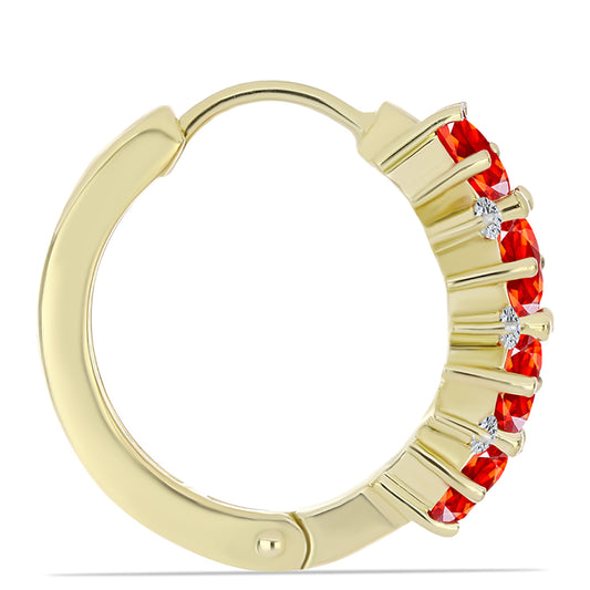 Pozlacené Stříbro 925/1000 - Náušnice s Etiopským Červeným Opálem z Lega Dembi a Bílým Topazem - Karátové číslo: 2.82. přibližná hmotnost: 8.44 gramů