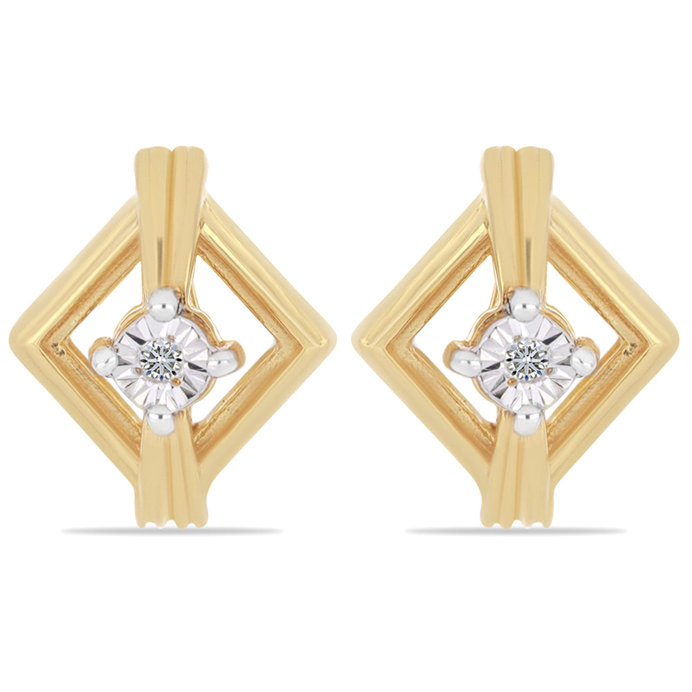 Pozlacené Stříbrné Náušnice s Bílým Diamantem
