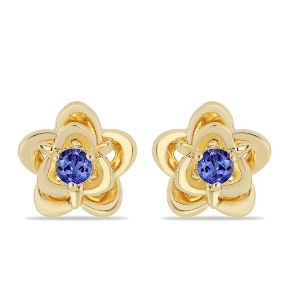 Pozlacené 925 / 1000 Sterlingové Stříbro Náušnice s Tanzanitem 1 