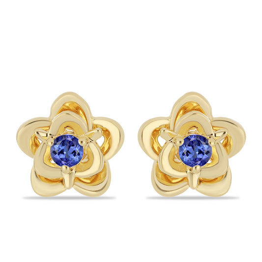 Pozlacené 925 / 1000 Sterlingové Stříbro Náušnice s Tanzanitem
