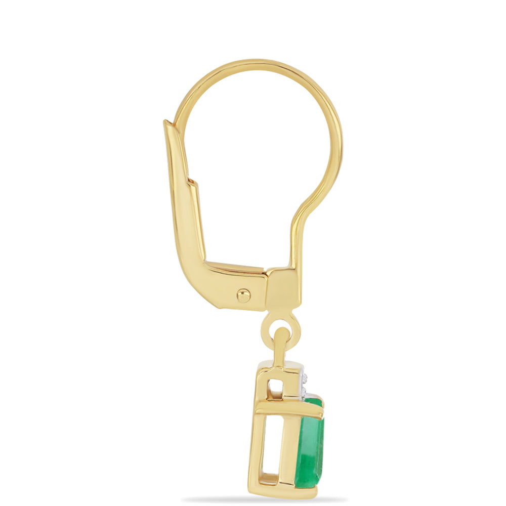 Pozlacené 925 / 1000 Sterlingové Stříbro Náušnice s Brazilským Smaragdem a Bílým Zirkonem 2 