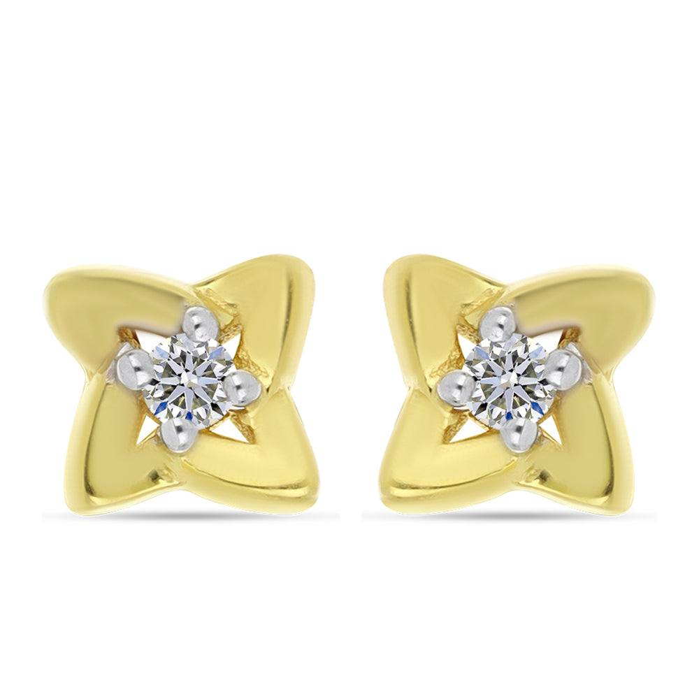 Pozlacené Stříbrné Náušnice s Bílým Diamantem 1 