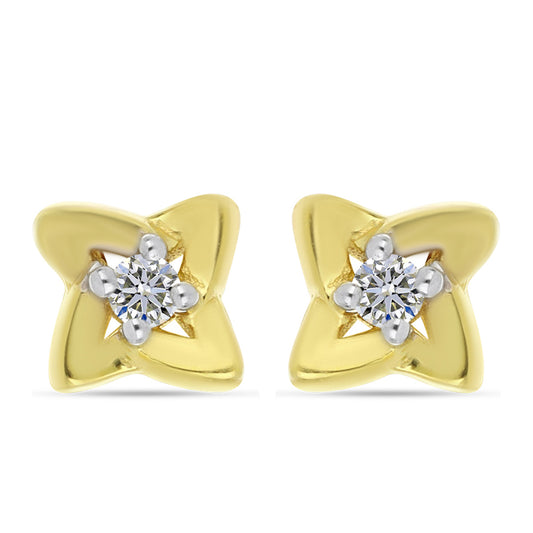 Pozlacené Stříbrné Náušnice s Bílým Diamantem
