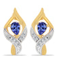 Pozlacené Stříbro 925/1000 - Náušnice s Tanzanitem a Bílým Zirkonem - Karátové číslo: 0.33. přibližná hmotnost: 2.76 gramů