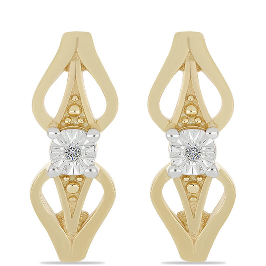 Pozlacené 925 / 1000 Sterlingové Stříbro Náušnice s Bílým Diamantem