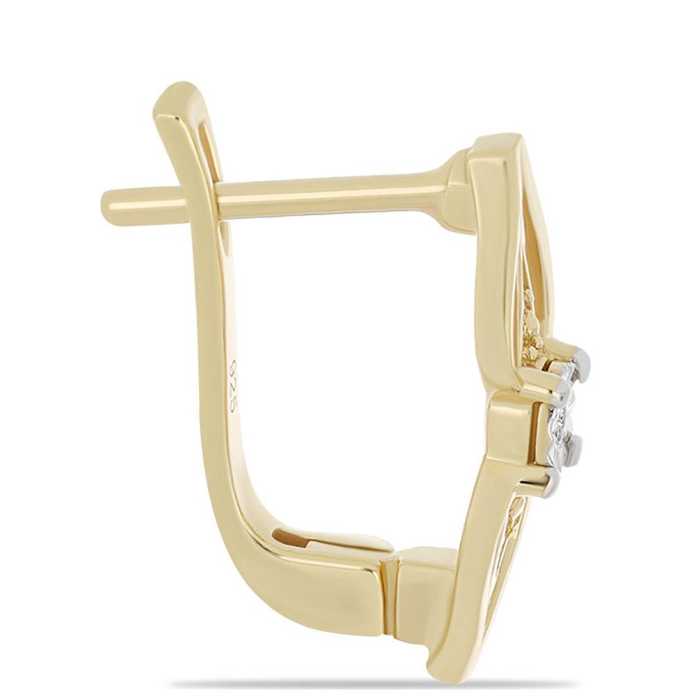 Pozlacené 925 / 1000 Sterlingové Stříbro Náušnice s Bílým Diamantem 2 