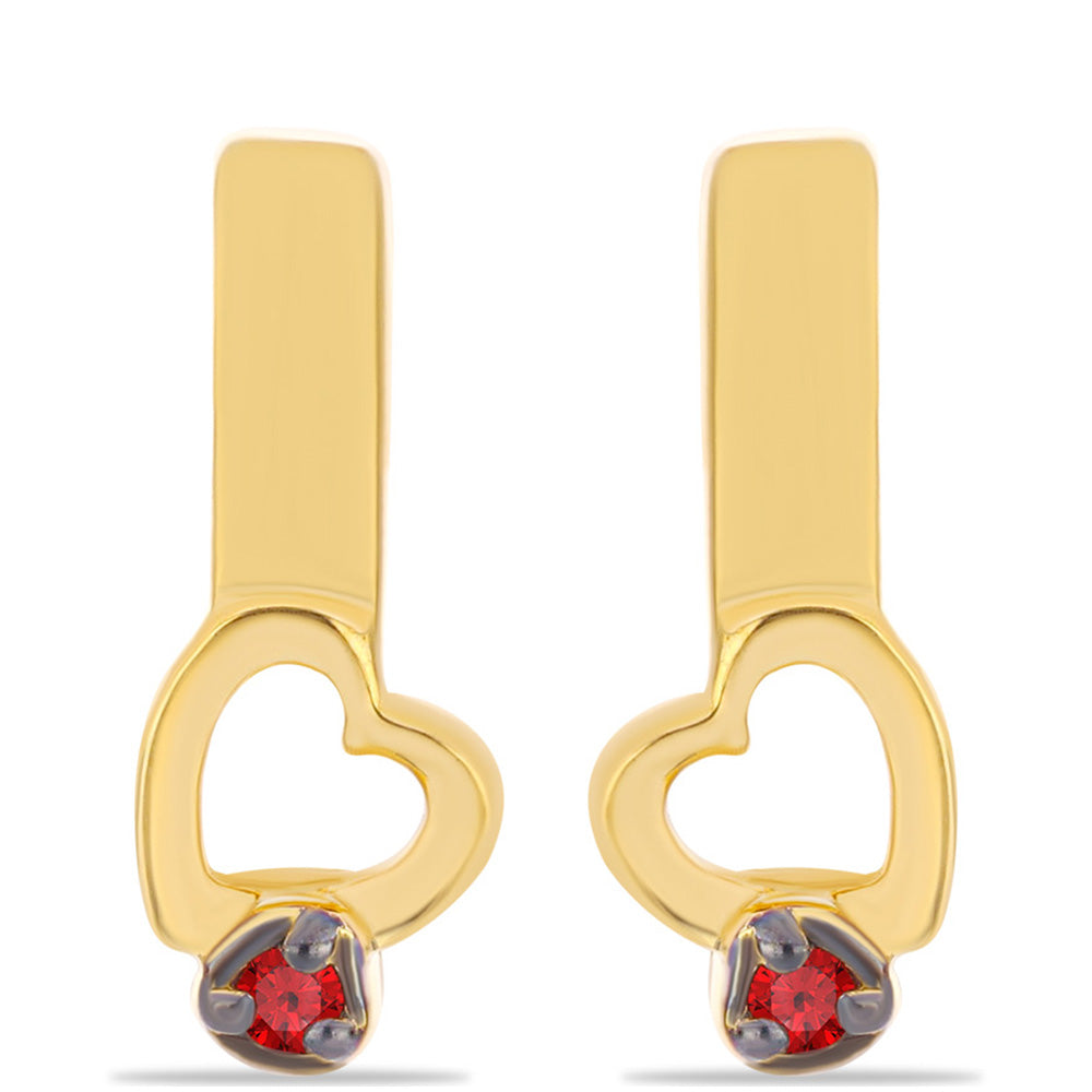 Pozlacené Stříbro 925/1000 - Náušnice s Červeným Diamantem - Karátové číslo: 0.02. přibližná hmotnost: 2.09 gramů 1 