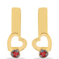 Pozlacené Stříbro 925/1000 - Náušnice s Červeným Diamantem - Karátové číslo: 0.02. přibližná hmotnost: 2.09 gramů