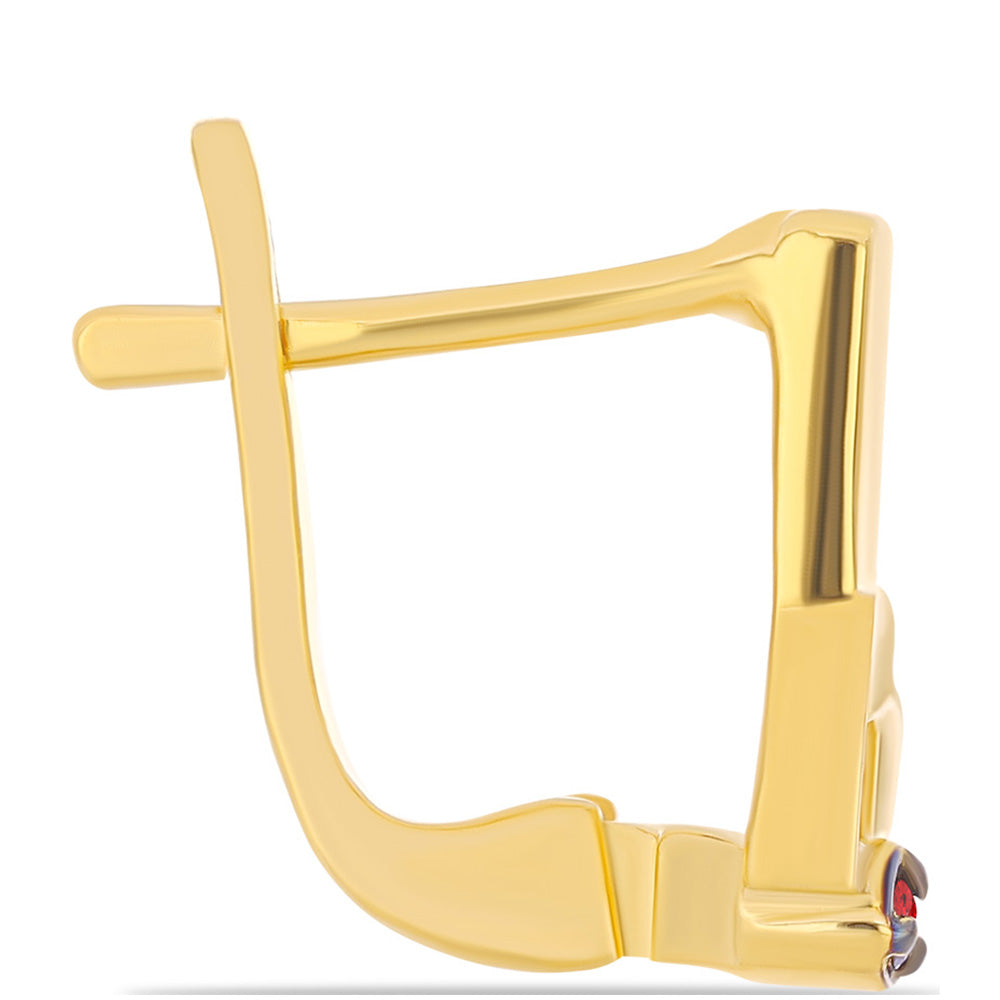 Pozlacené Stříbro 925/1000 - Náušnice s Červeným Diamantem - Karátové číslo: 0.02. přibližná hmotnost: 2.09 gramů 2 