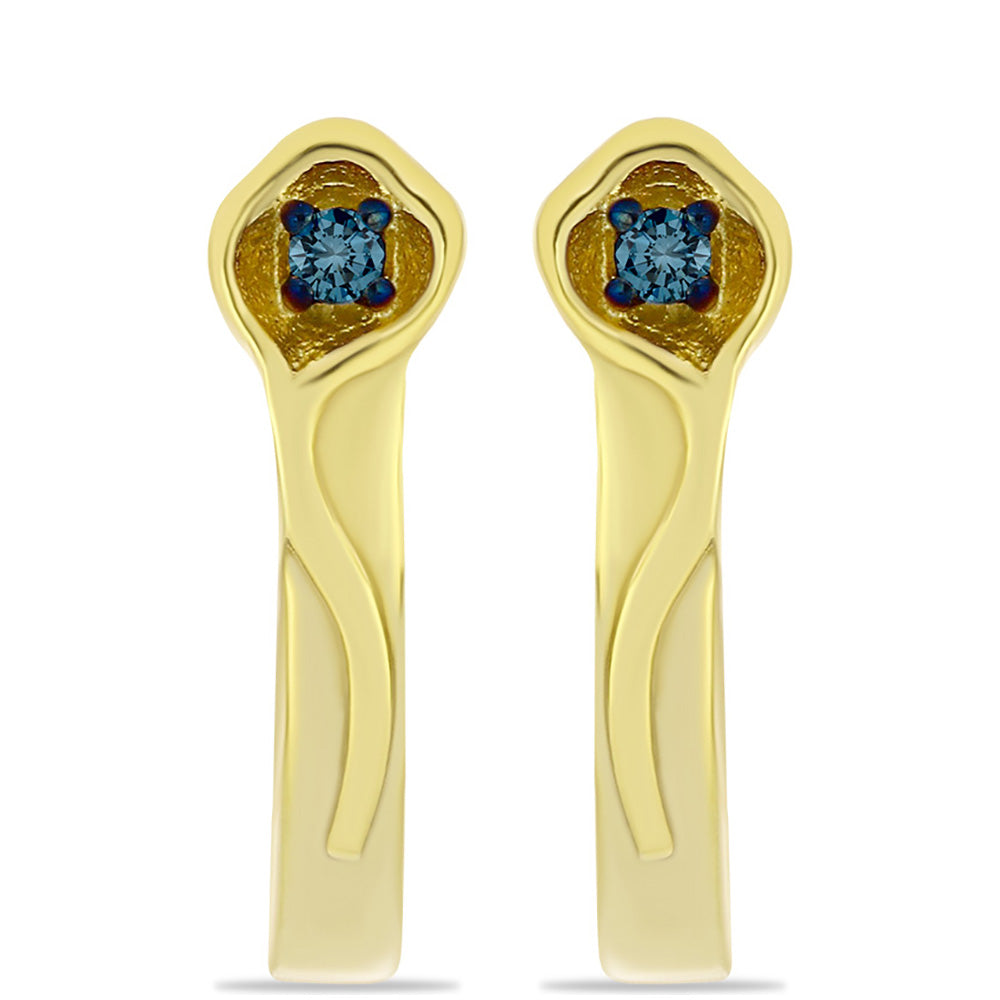 Pozlacené stříbro 925/1000 Náušnice s Modrým Diamantem - Karátové číslo: 0.03. přibližná hmotnost: 2.03 gramů 1 