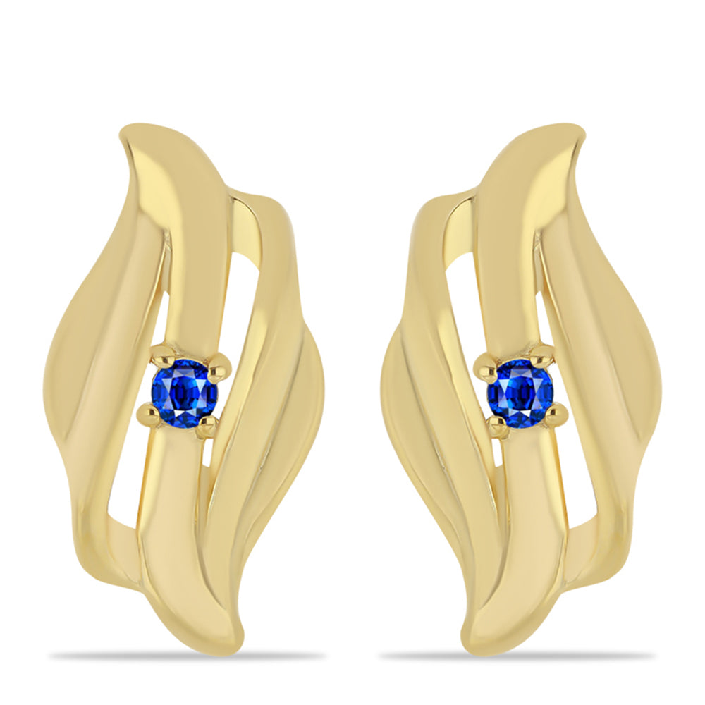 Pozlacené Stříbro 925/1000 - Náušnice s Australským Modrým Safírem - Karátové číslo: 0.12. přibližná hmotnost: 4.07 gramů 1 