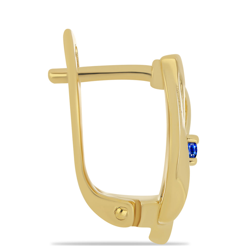 Pozlacené Stříbro 925/1000 - Náušnice s Australským Modrým Safírem - Karátové číslo: 0.12. přibližná hmotnost: 4.07 gramů 2 