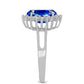 Stříbro 925/1000 - Prsten s Umělým Safírem a Bílým Zirkonem - Karátové číslo: 2.35. přibližná hmotnost: 3.18 gramů