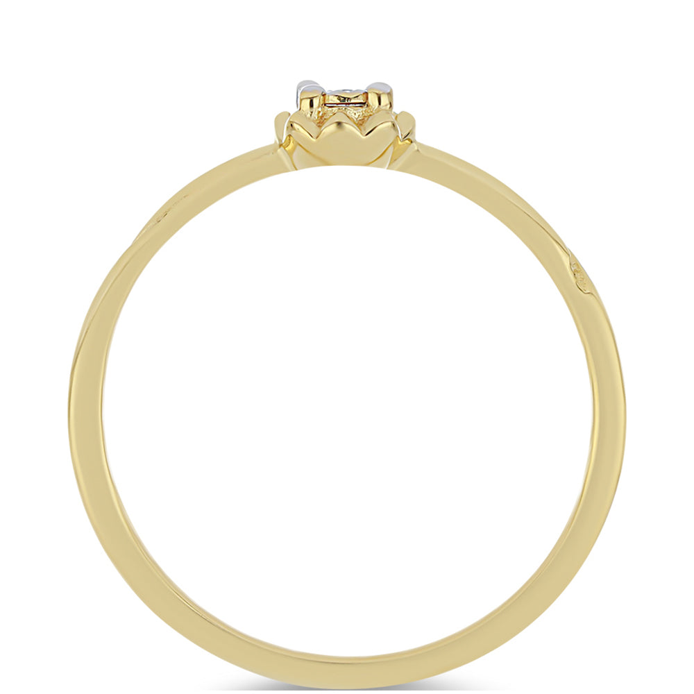 Pozlacené stříbro 925/1000 Prsten s Bílým Diamantem - Karátové číslo: 0.01. přibližná hmotnost: 1.18 gramů 2 