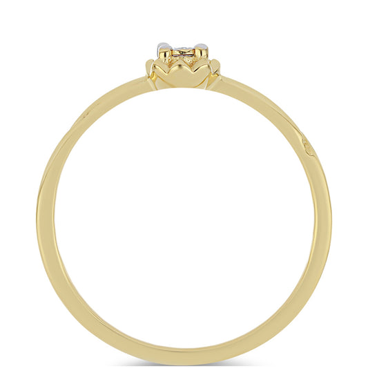 Pozlacené stříbro 925/1000 Prsten s Bílým Diamantem - Karátové číslo: 0.01. přibližná hmotnost: 1.18 gramů