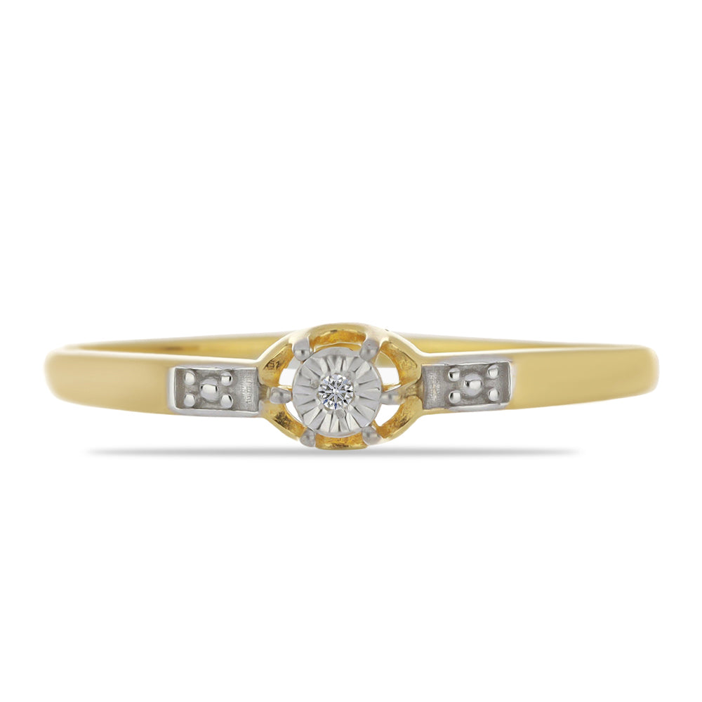 Pozlacené Stříbro 925/1000 - Prsten s Bílým Diamantem - Karátové číslo: 0.01. přibližná hmotnost: 1.43 gramů 1 