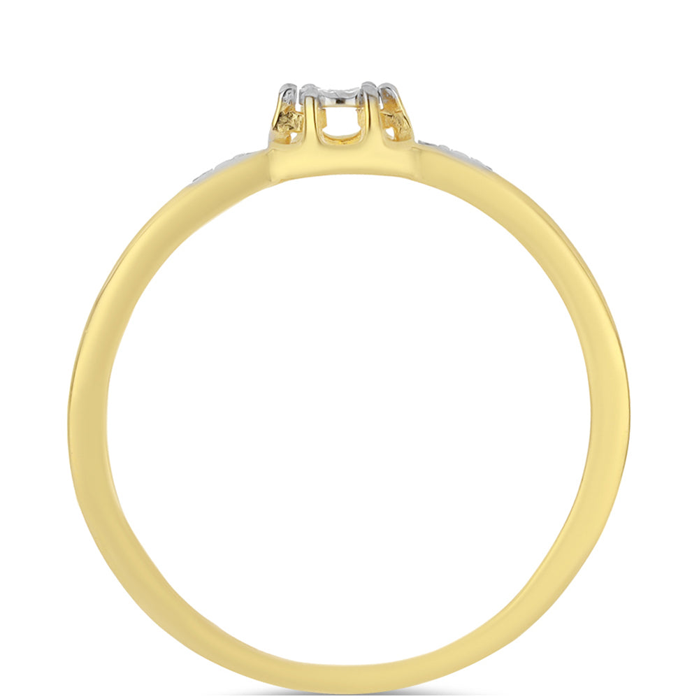 Pozlacené Stříbro 925/1000 - Prsten s Bílým Diamantem - Karátové číslo: 0.01. přibližná hmotnost: 1.43 gramů 2 