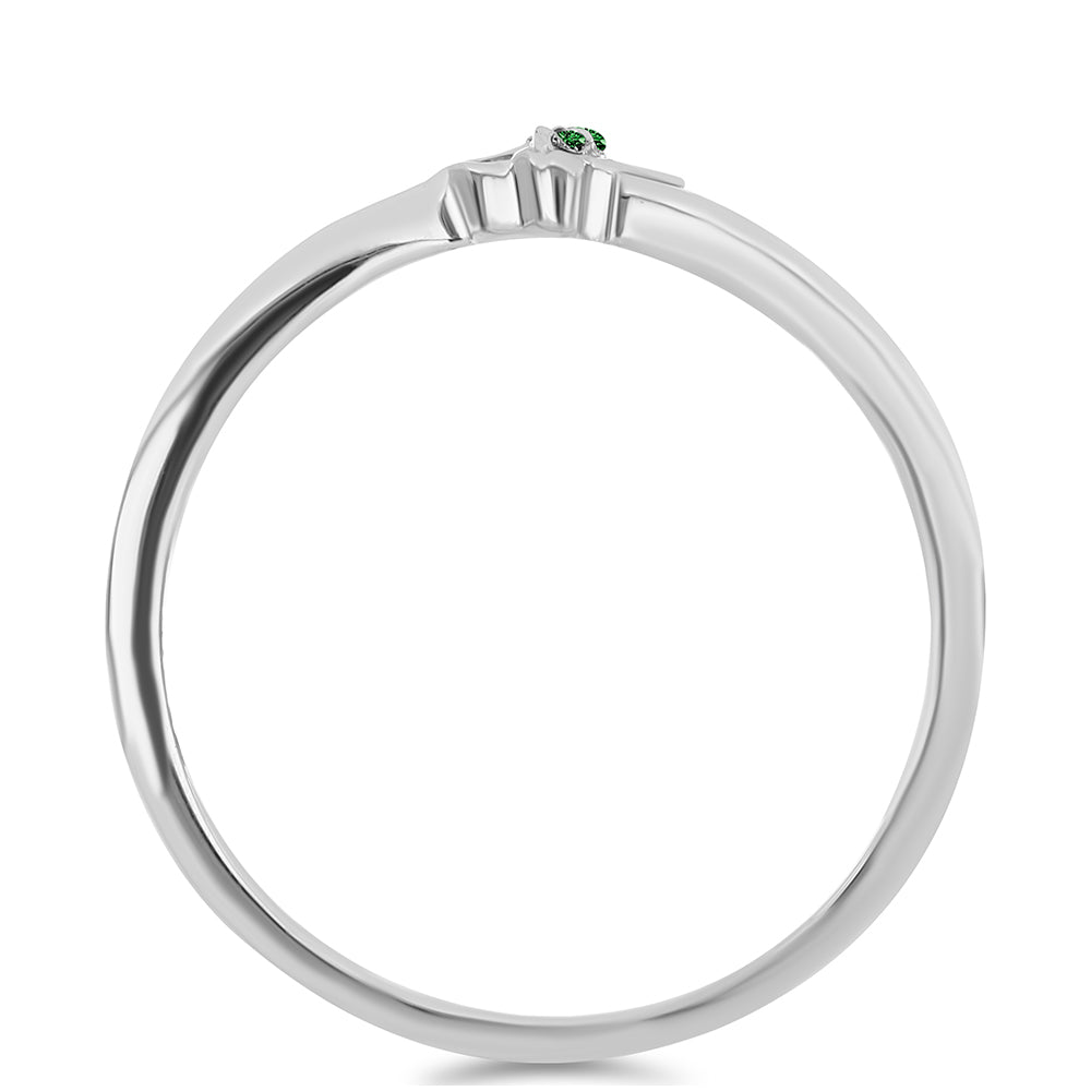 Stříbrný Prsten se Zeleným Diamantem