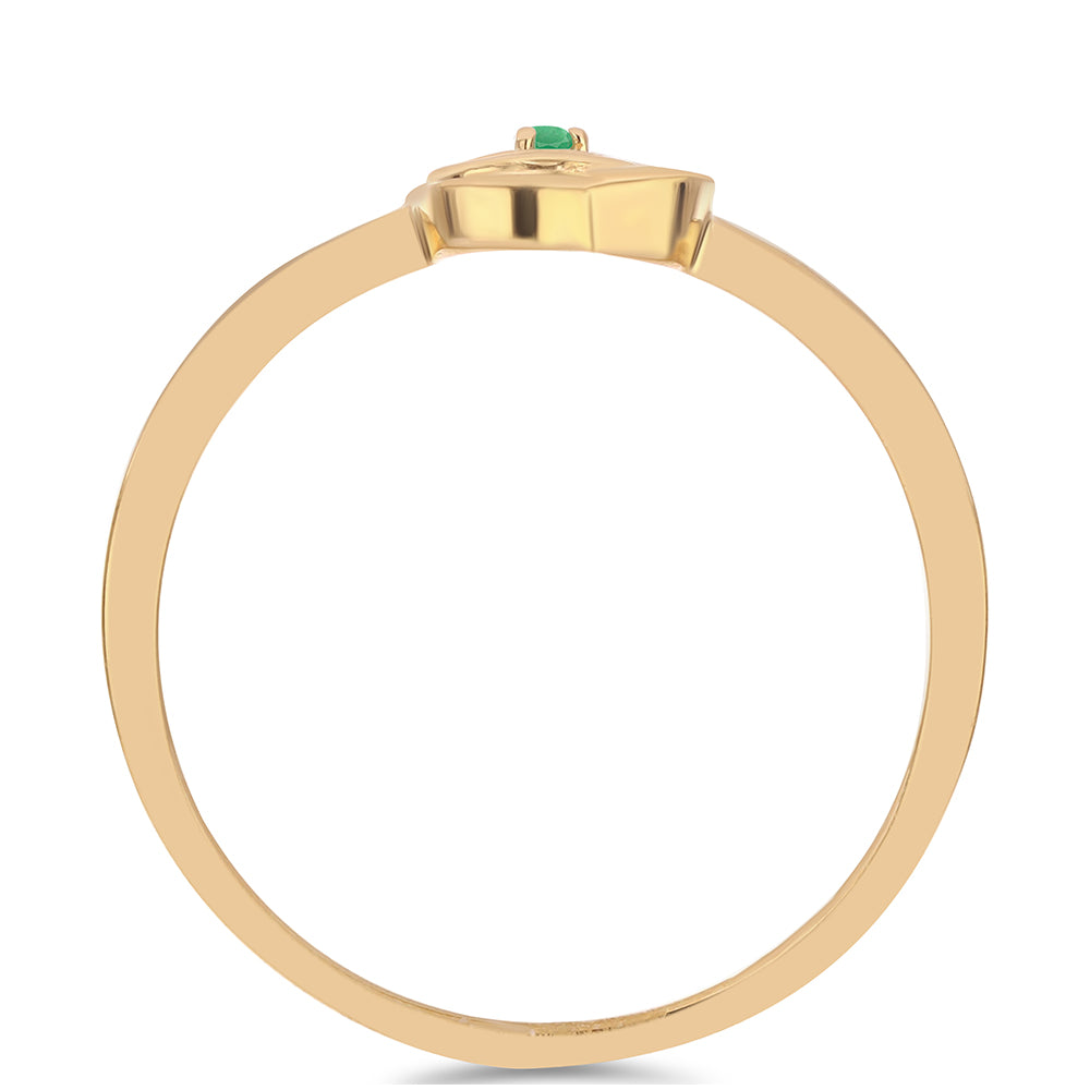 Pozlacené Stříbro 925/1000 - Prsten s Brazilským Smaragdem - Karátové číslo: 0.02. přibližná hmotnost: 2.33 gramů