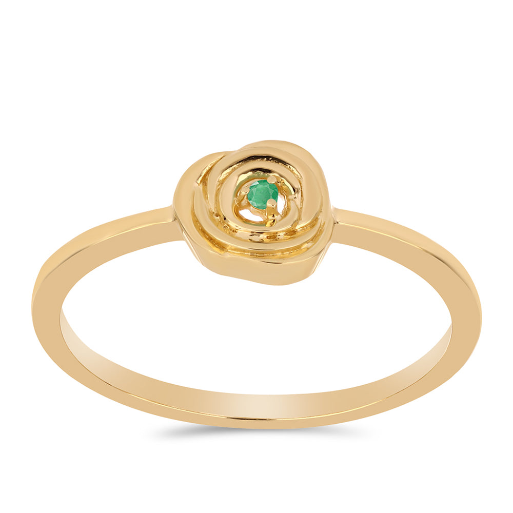 Pozlacené Stříbro 925/1000 - Prsten s Brazilským Smaragdem - Karátové číslo: 0.02. přibližná hmotnost: 2.33 gramů 3 