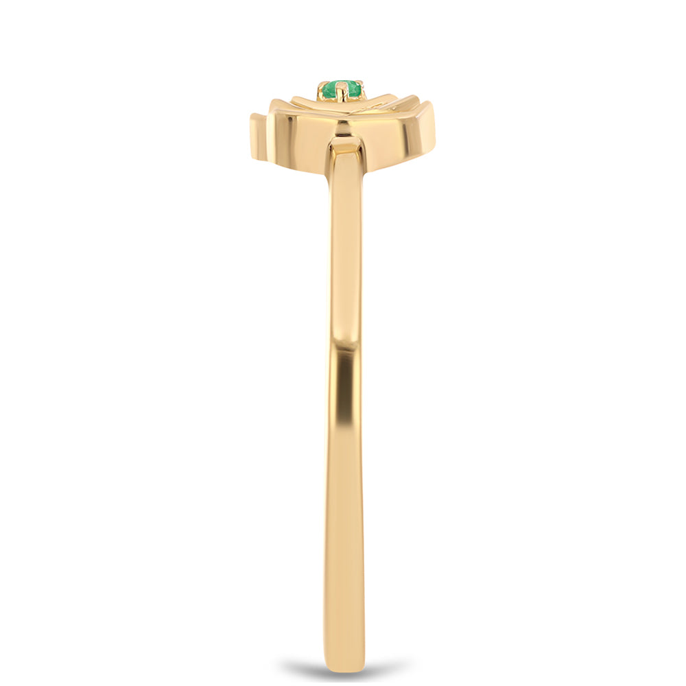 Pozlacené Stříbro 925/1000 - Prsten s Brazilským Smaragdem - Karátové číslo: 0.02. přibližná hmotnost: 2.33 gramů