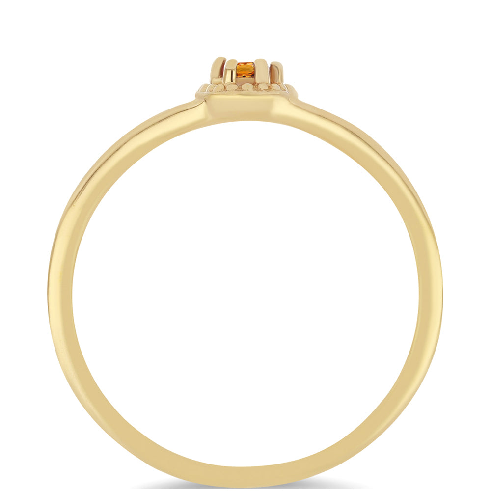 Pozlacené Stříbro 925/1000 - Prsten s Citrínem z Madeiry - Karátové číslo: 0.21. přibližná hmotnost: 1.72 gramů 2 