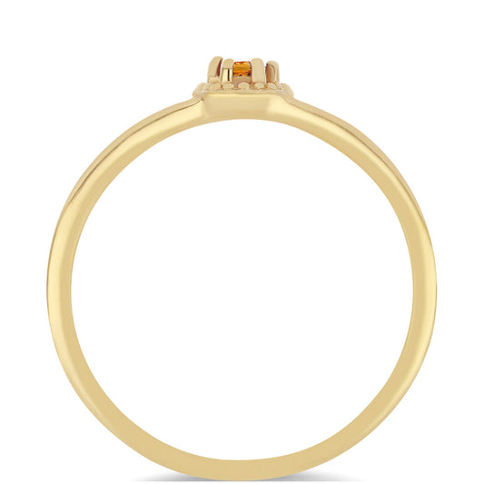 Pozlacené Stříbro 925/1000 - Prsten s Citrínem z Madeiry - Karátové číslo: 0.21. přibližná hmotnost: 1.72 gramů