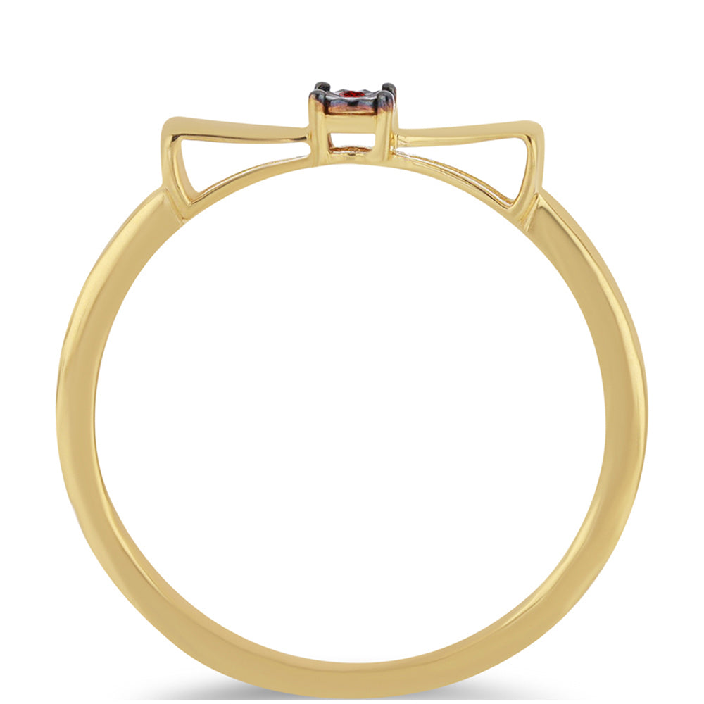 Pozlacené stříbro 925/1000 Prsten s Červeným Diamantem - Karátové číslo: 0.01. přibližná hmotnost: 1.87 gramů 2 
