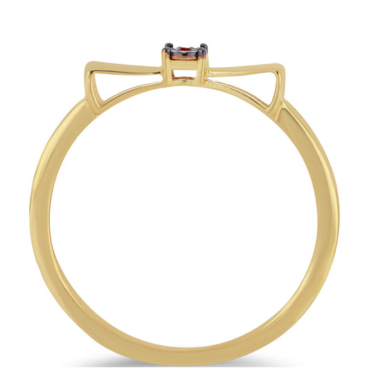 Pozlacené stříbro 925/1000 Prsten s Červeným Diamantem - Karátové číslo: 0.01. přibližná hmotnost: 1.87 gramů