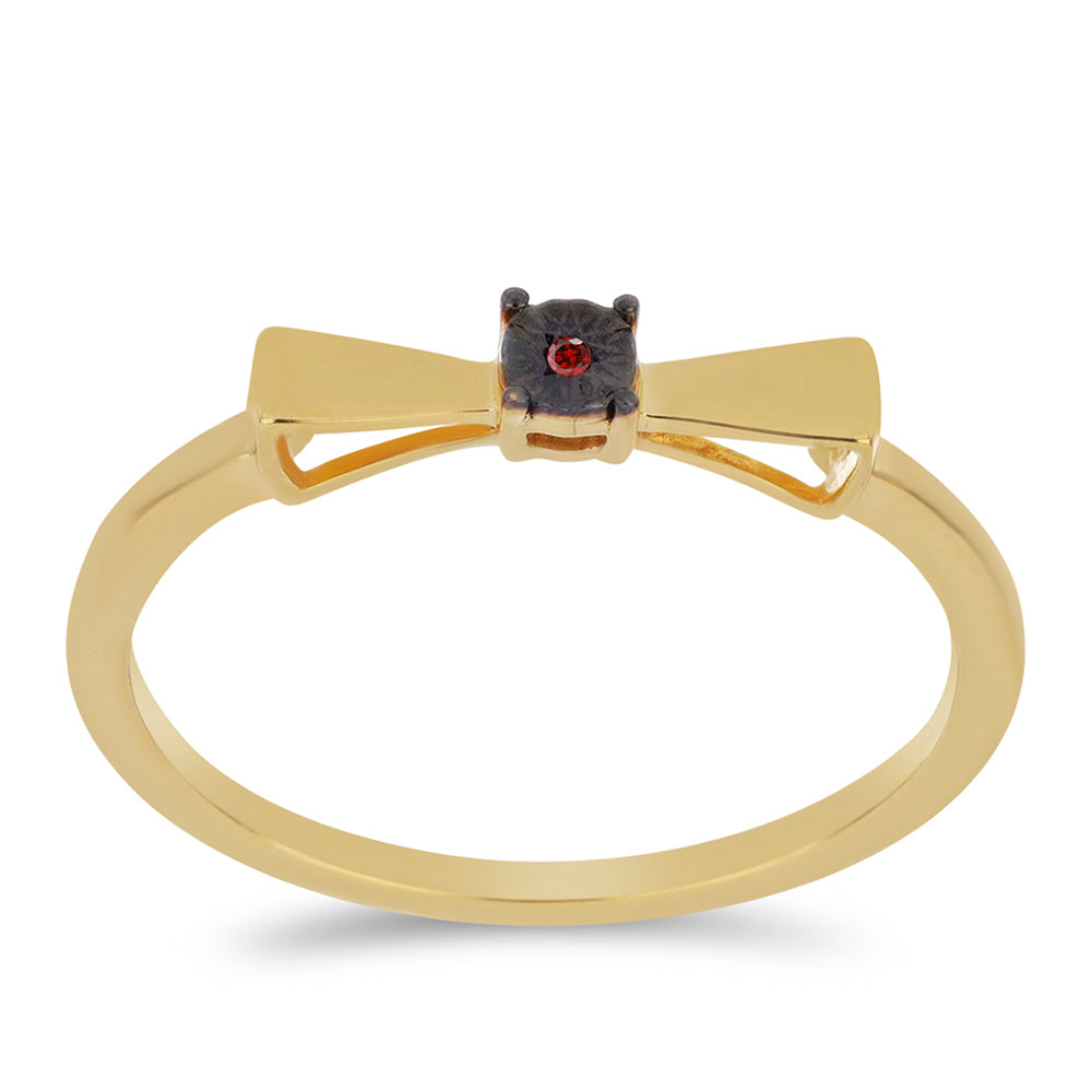 Pozlacené stříbro 925/1000 Prsten s Červeným Diamantem - Karátové číslo: 0.01. přibližná hmotnost: 1.87 gramů