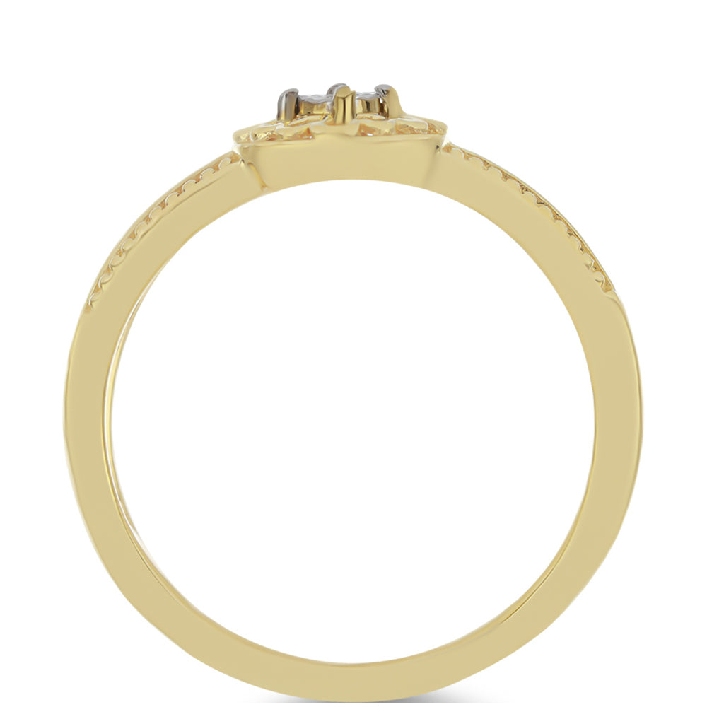 Pozlacené Stříbro 925/1000 - Prsten s Bílým Diamantem - Karátové číslo: 0.01. přibližná hmotnost: 1.91 gramů 2 