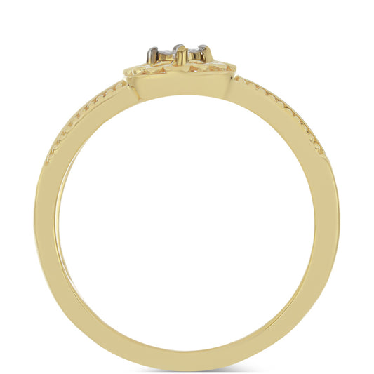 Pozlacené Stříbro 925/1000 - Prsten s Bílým Diamantem - Karátové číslo: 0.01. přibližná hmotnost: 1.91 gramů