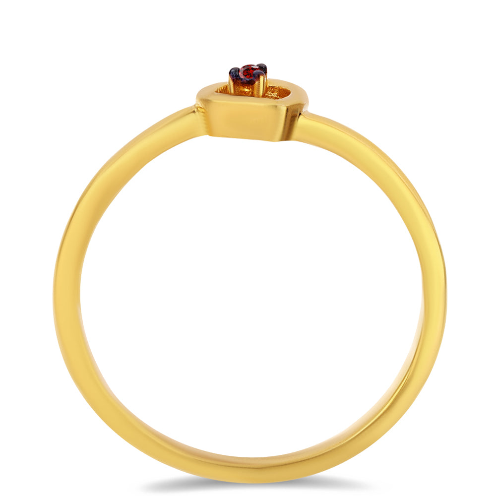 Pozlacené Stříbro 925/1000 - Prsten s Červeným Diamantem - Karátové číslo: 0.01. přibližná hmotnost: 1.68 gramů 2 