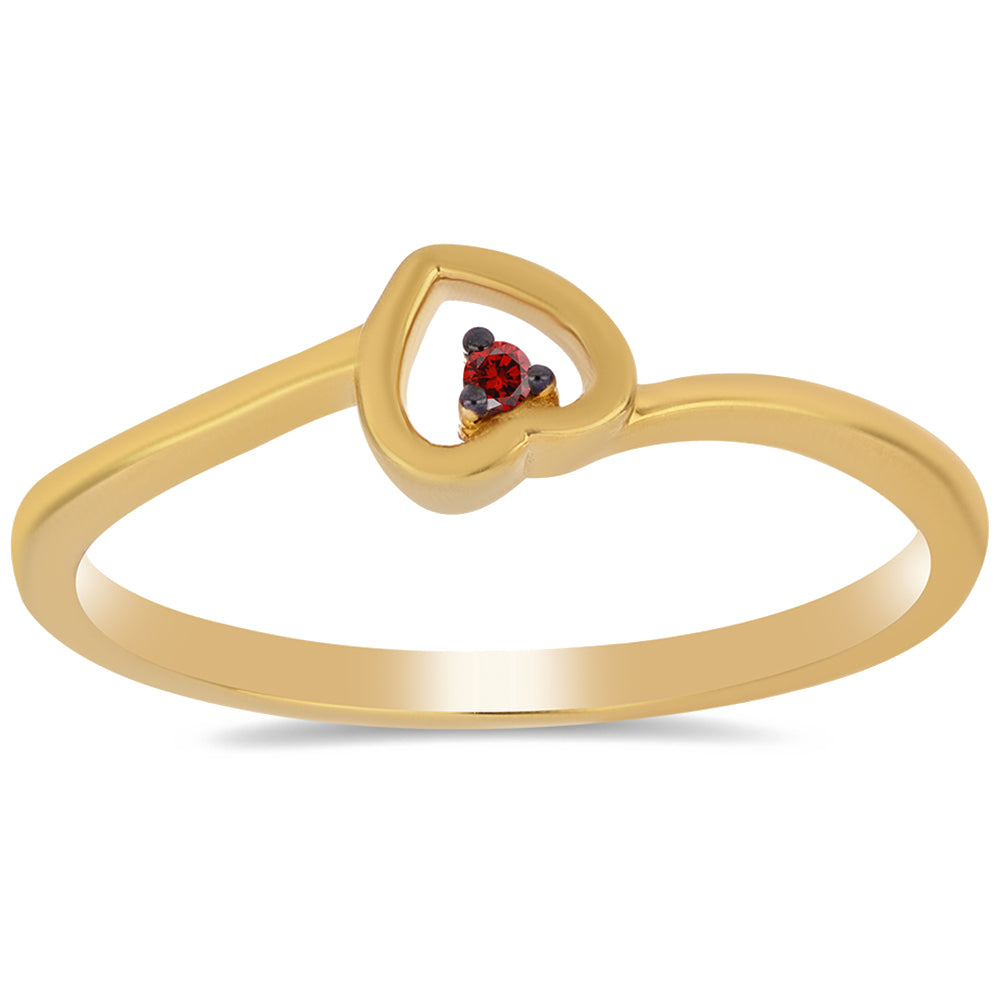 Pozlacené Stříbro 925/1000 - Prsten s Červeným Diamantem - Karátové číslo: 0.01. přibližná hmotnost: 1.68 gramů 3 