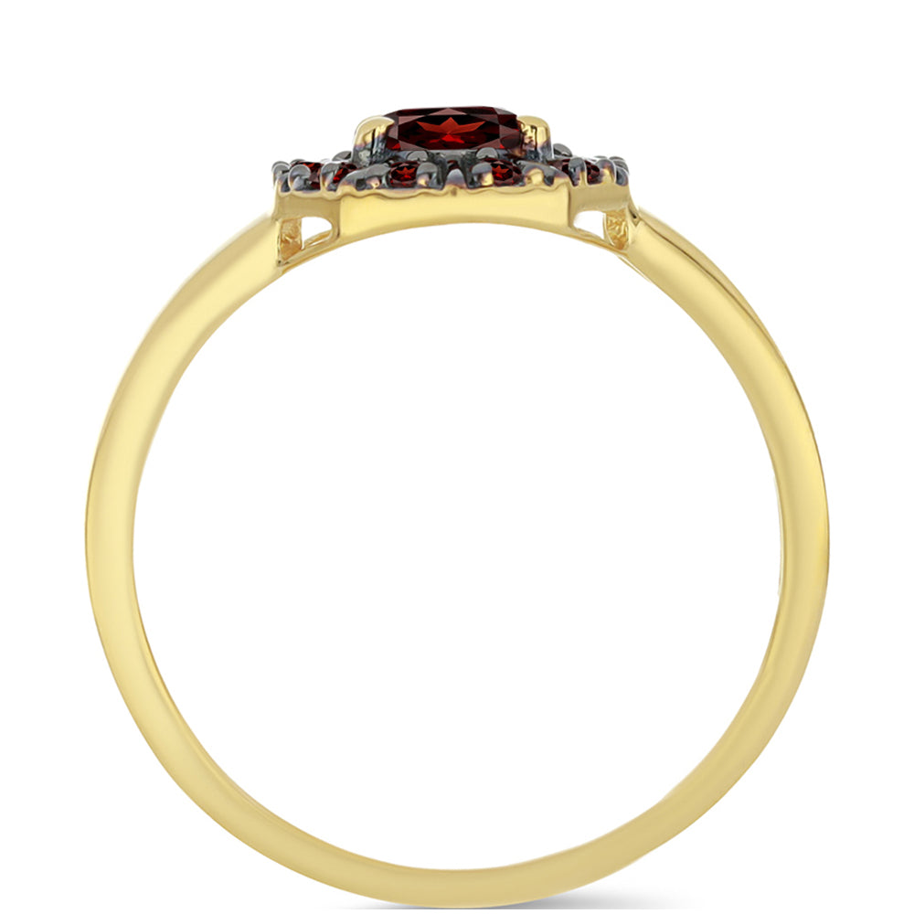 Pozlacený Stříbrný Prsten s Bartonským Granátem 2 
