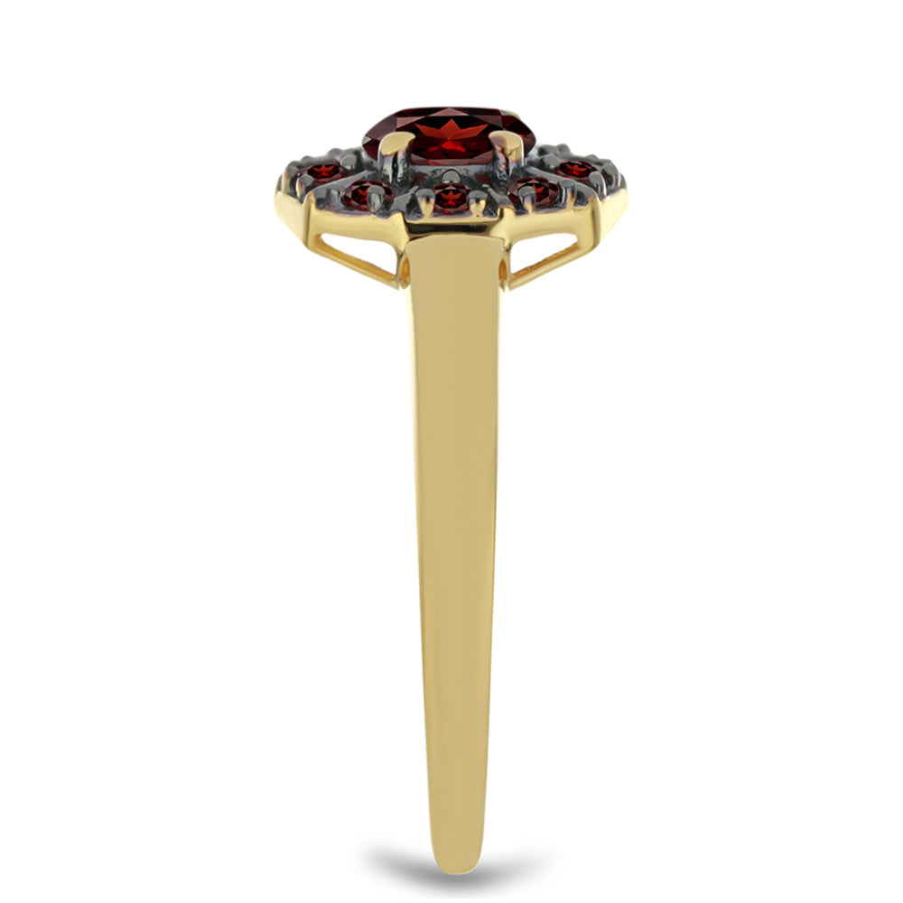 Pozlacený Stříbrný Prsten s Bartonským Granátem 4 