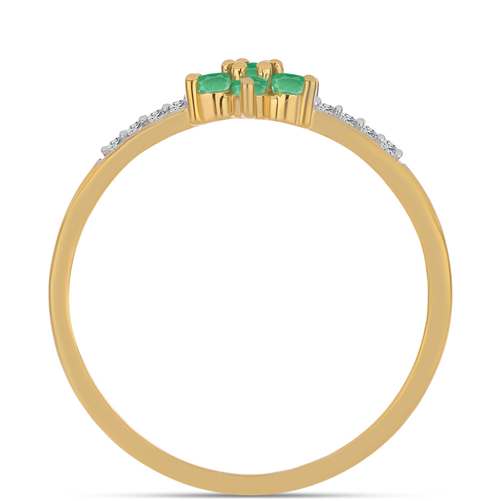 Pozlacené stříbro 925/1000 Prsten s Brazilským Smaragdem a Bílým Zirkonem - Karátové číslo: 0.41. přibližná hmotnost: 1.52 gramů 2 