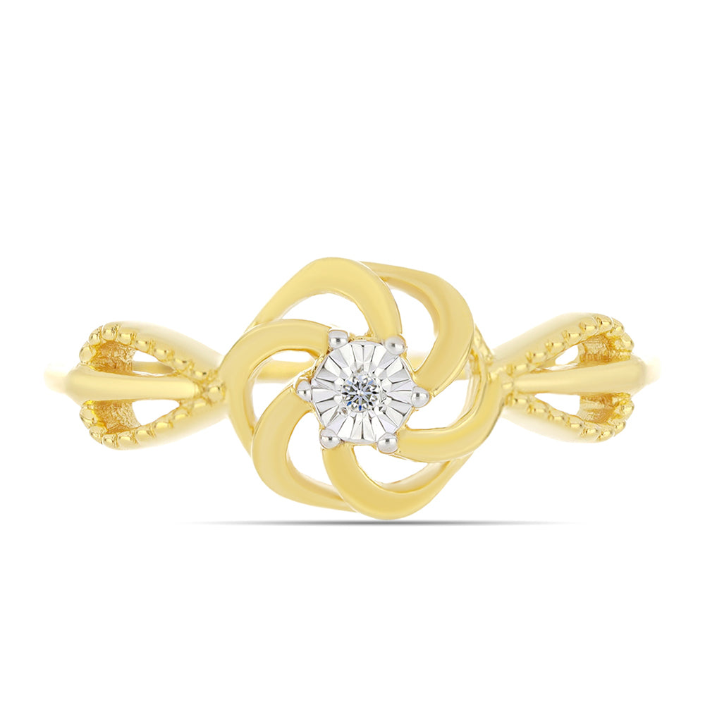 Pozlacený Stříbrný Prsten s Bílým Diamantem 1 