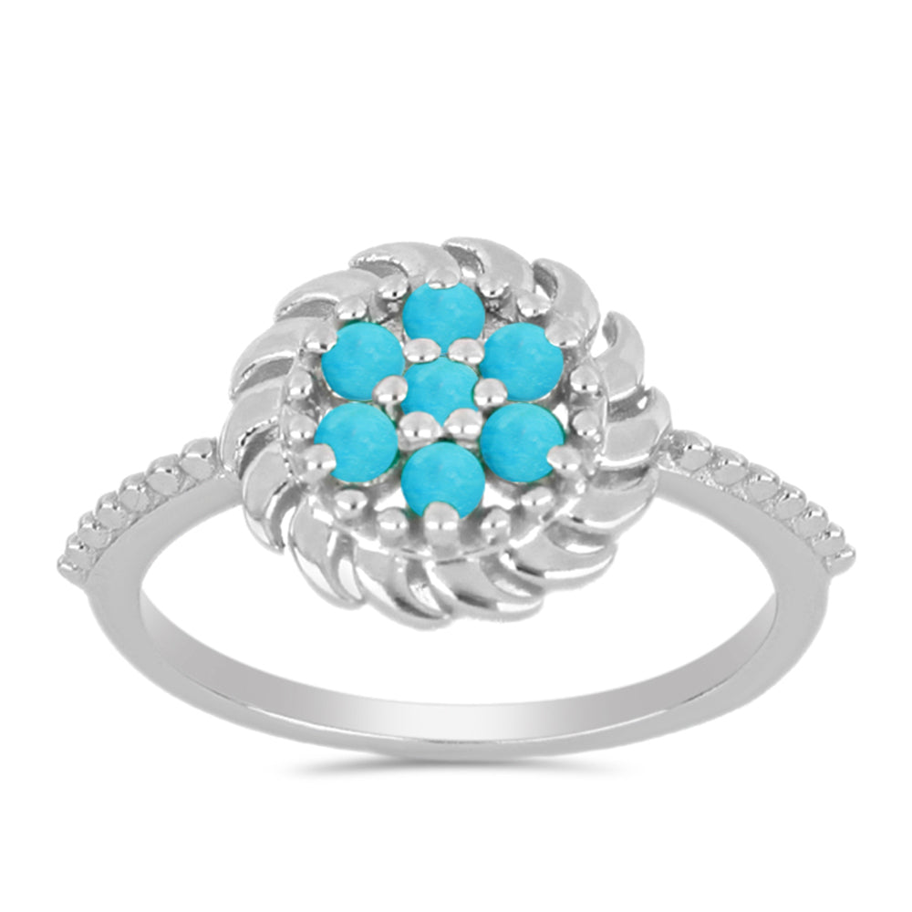 Stříbro 925/1000 Prsten s Tyrkysem Sleeping Beauty - Karátové číslo: 0.26. přibližná hmotnost: 2.61 gramů