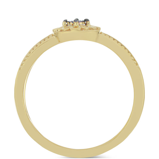 Pozlacené Stříbro 925/1000 - Prsten se Zeleným Diamantem - Karátové číslo: 0.01. přibližná hmotnost: 2.06 gramů