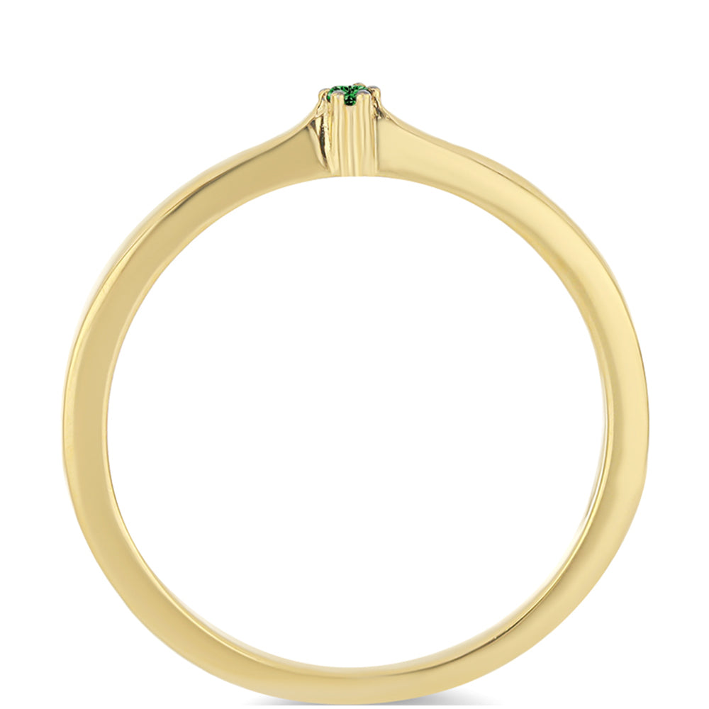 Pozlacený 925 / 1000 Sterlingové Stříbro Prsten se Zeleným Diamantem