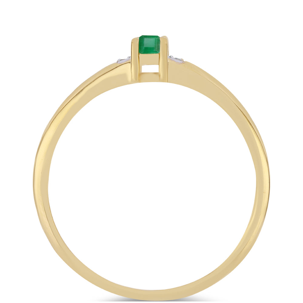 Pozlacený Stříbrný Prsten s Brazilským Smaragdem a Bílým Zirkonem