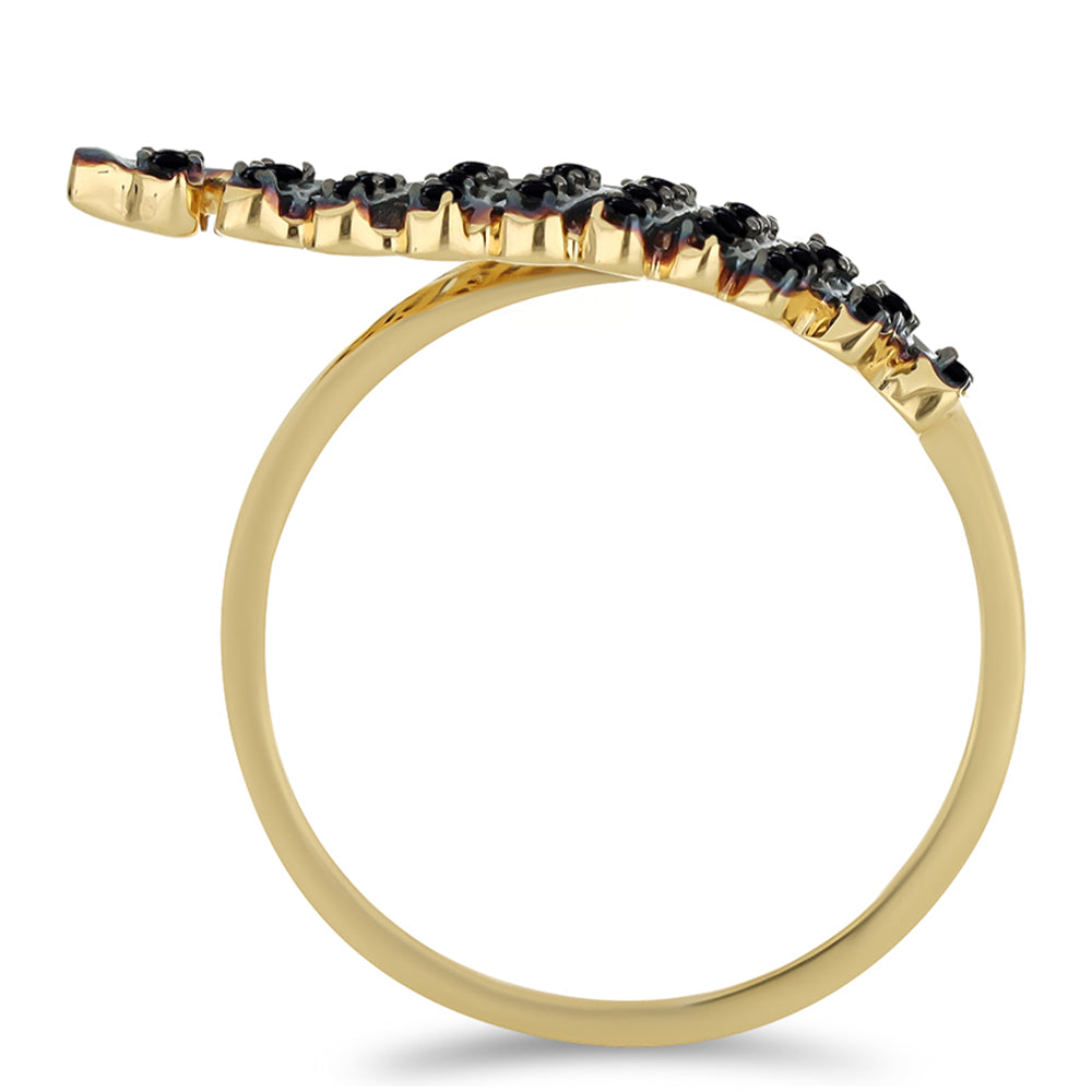 Pozlacený Stříbrný Prsten s Černým Spinelem z Horského Badachšánu
