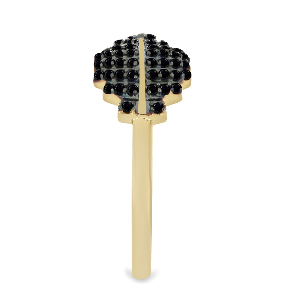 Pozlacený Stříbrný Prsten s Černým Spinelem z Horského Badachšánu