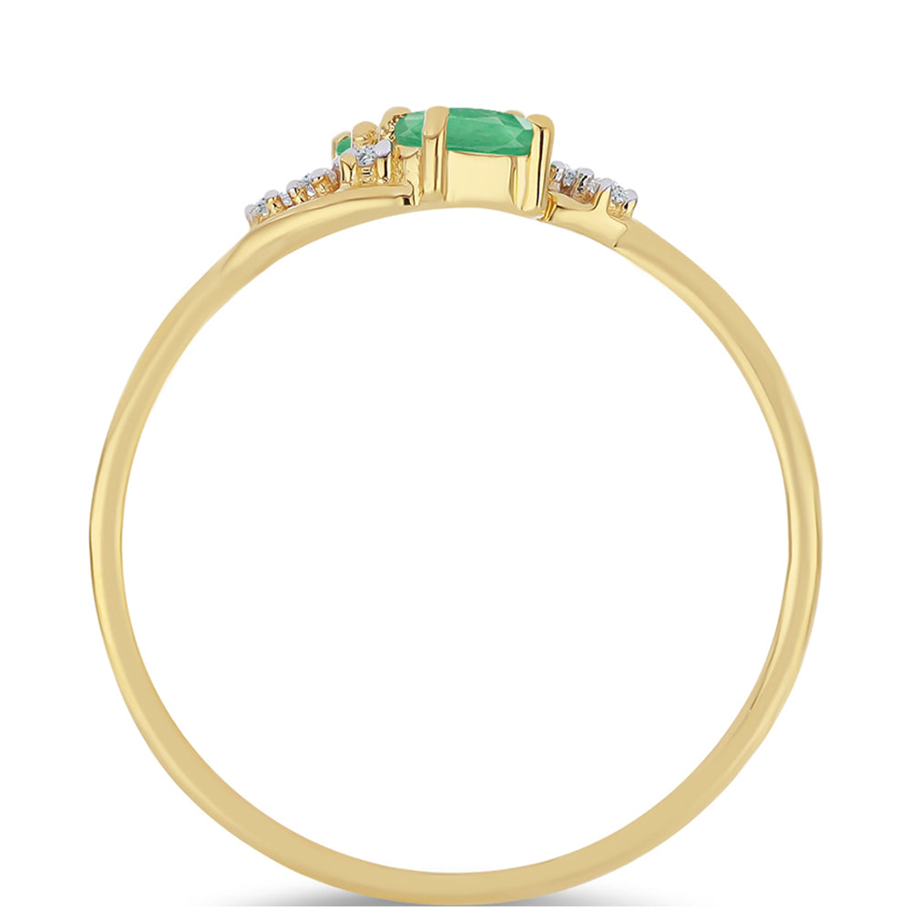 Pozlacený Stříbrný Prsten s Brazilským Smaragdem a Bílým Zirkonem 2 