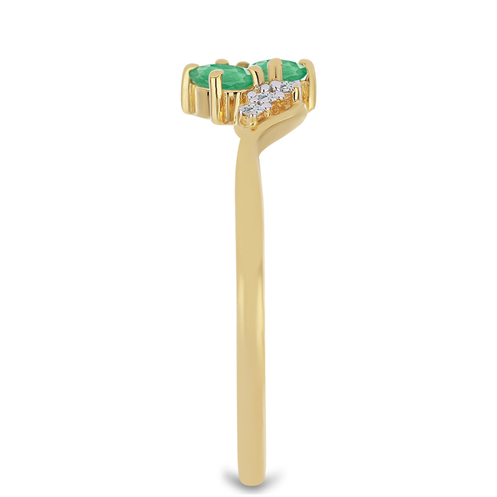 Pozlacený Stříbrný Prsten s Brazilským Smaragdem a Bílým Zirkonem 4 