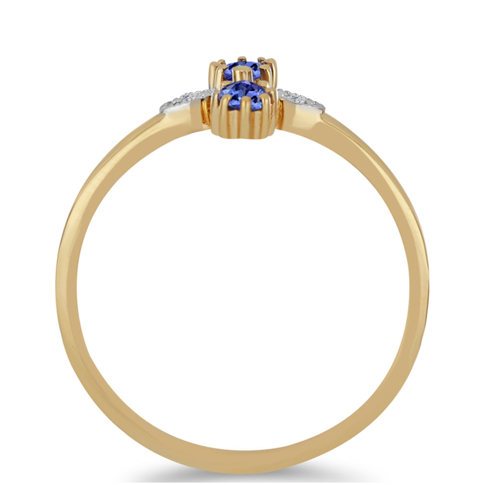 Pozlacený Stříbrný Prsten s Tanzanitem a Bílým Zirkonem