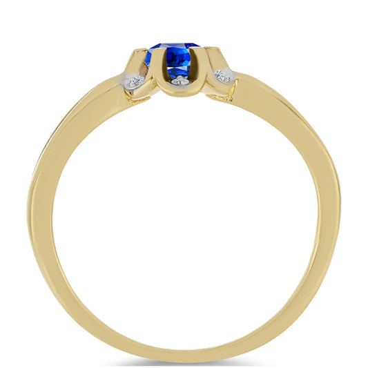 Pozlacený Stříbrný Prsten s Australským Modrým Safírem a Bílým Zirkonem
