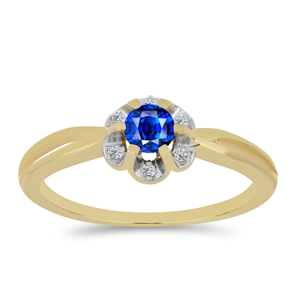 Pozlacený Stříbrný Prsten s Australským Modrým Safírem a Bílým Zirkonem 3 